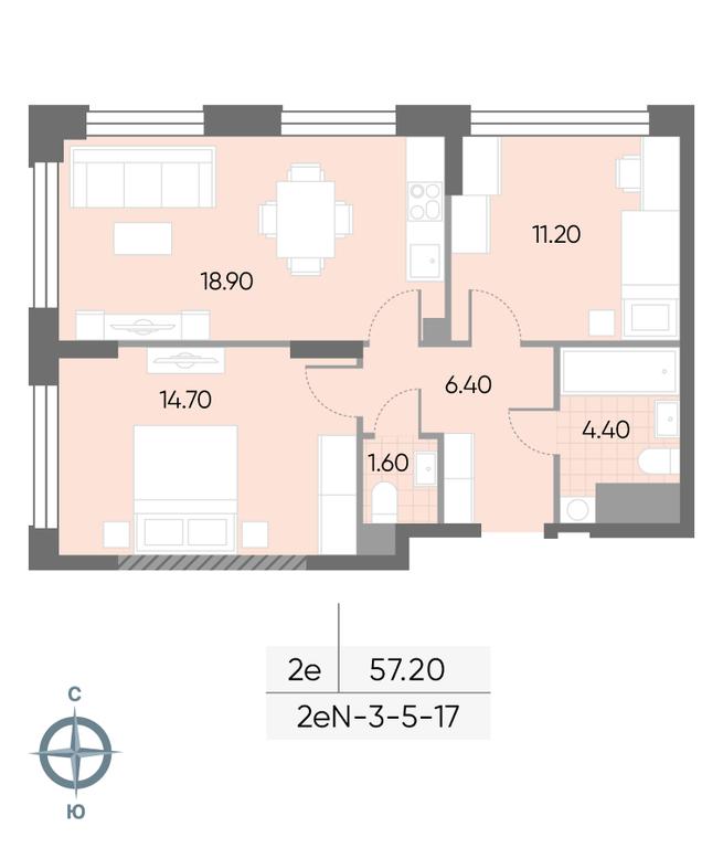 2-BD Apartment Sale, 57.2 sq. m. at Wave, Borisovskye Prudy Street, 1Б, Moscow, Russia #2 2-BD Apartment Sale, 57.2 sq. m. at Wave, Borisovskye Prudy Street, 1Б, Moscow, Russia #2