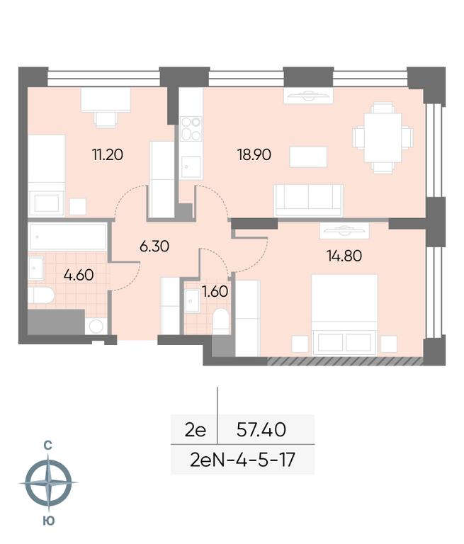 2-BD Apartment Sale, 57.4 sq. m. at Wave, Borisovskye Prudy Street, 1Б, Moscow, Russia #2 2-BD Apartment Sale, 57.4 sq. m. at Wave, Borisovskye Prudy Street, 1Б, Moscow, Russia #2