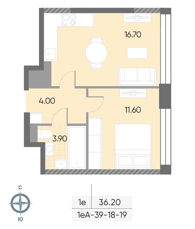 1-BD Apartment Sale, 36.2 sq. m. at Wave, Borisovskye Prudy Street, 1Б, Moscow, Russia #1