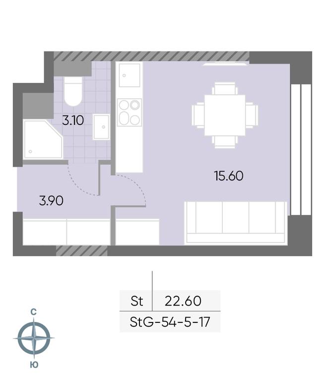 Apartment Sale, 22.6平方米 at Wave, Borisovskye Prudy Street, 1Б, Moscow, Russia #2