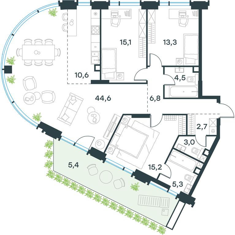 3-BD Apartment Sale, 126.5 sq. m. at Level Akademicheskaya, Profsoyuznaya Street, 2/22, Moscow, Russia #2