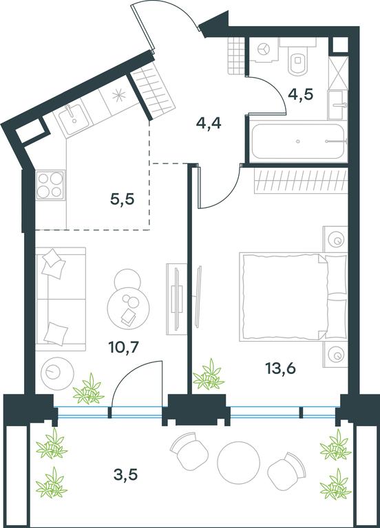 1-BD Apartment Sale, 42.2 sq. m. at Level Akademicheskaya, Profsoyuznaya Street, 2/22, Moscow, Russia #1 1-BD Apartment Sale, 42.2 sq. m. at Level Akademicheskaya, Profsoyuznaya Street, 2/22, Moscow, Russia #1