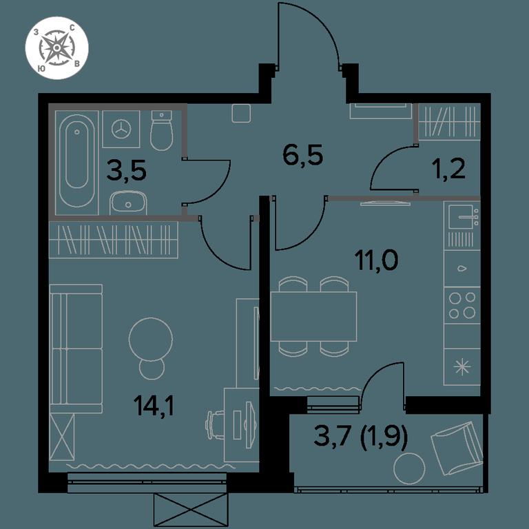 1-BD Apartment Sale, 38.1 sq. m. at Pervyi Leningradskiy, Pervy Leningradskiy Residential Complex, Moscow, Russia #1