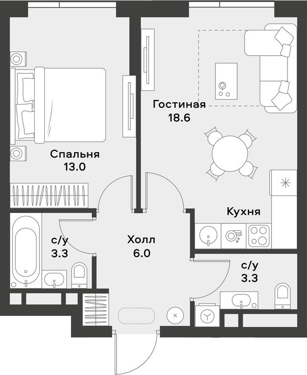 Apartment Sale, 44.2 sq. m. at Alia, Lyotnaya Street, 95Бк2, Moscow, Russia #2 Apartment Sale, 44.2 sq. m. at Alia, Lyotnaya Street, 95Бк2, Moscow, Russia #2