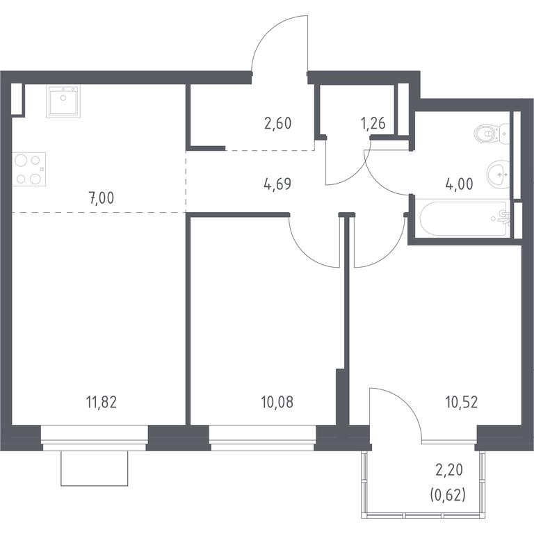1-BD Apartment Sale, 52.59平方米 at Bogdanovskiy Les, derevnya Bogdanikha, Leninskiy City District, Moscow Region, Russia #1 1-BD Apartment Sale, 52.59平方米 at Bogdanovskiy Les, derevnya Bogdanikha, Leninskiy City District, Moscow Region, Russia #1