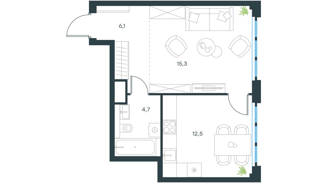 Продажа квартиры, 38,6 м² в ЖК «Левел Южнопортовая (Level Южнопортовая)», Южнопортовая улица, 28Ас17, Москва, Россия #1