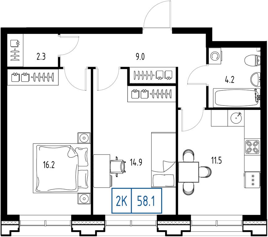 2-BD Apartment Sale, 58.1 sq. m. at Zarechnyi Kvartal, Torgovaya ulitsa, rabochiy posyolok Zarechye, Odintsovskiy City District, Moscow Region, Russia #1 2-BD Apartment Sale, 58.1 sq. m. at Zarechnyi Kvartal, Torgovaya ulitsa, rabochiy posyolok Zarechye, Odintsovskiy City District, Moscow Region, Russia #1