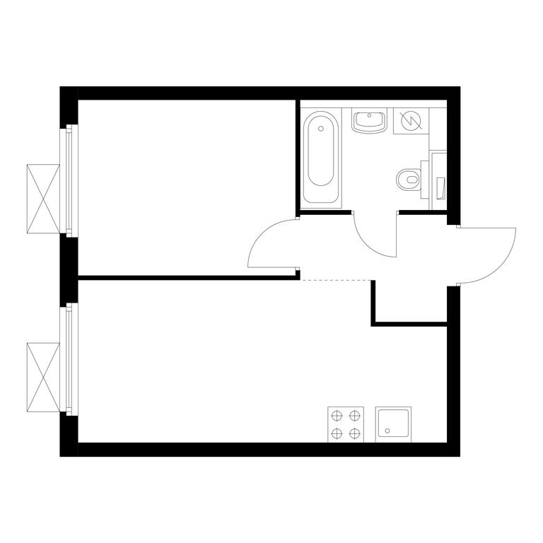 1-BD Apartment Sale, 34.1平方米 at Holland Park, Volokolamskoye Highway, 71/13к1, Moscow, Russia #1