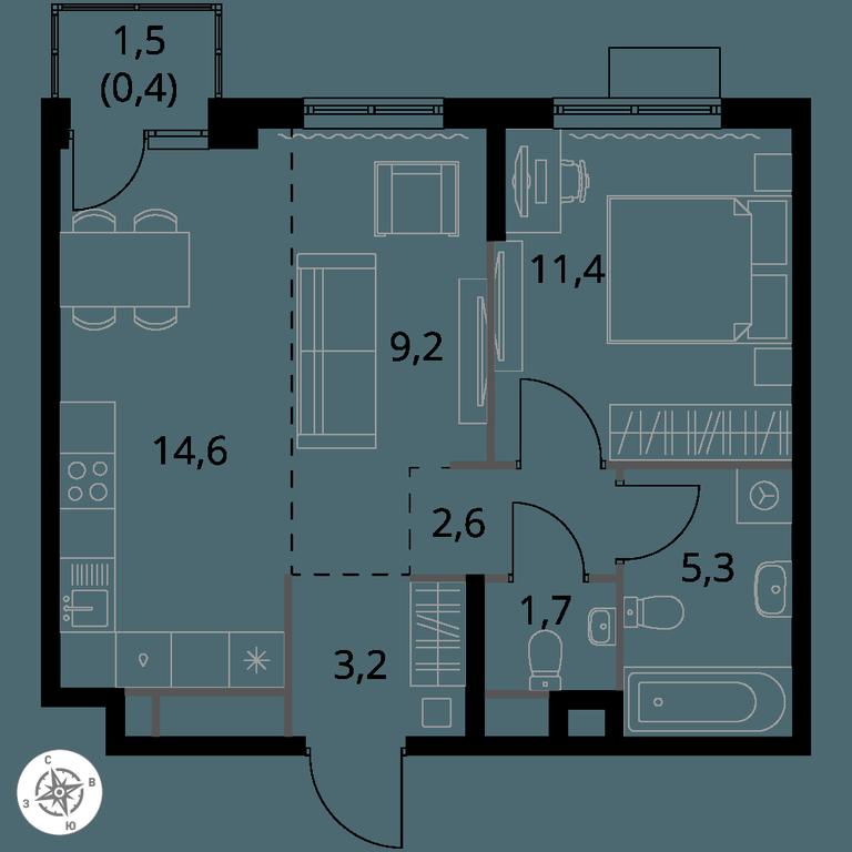 2-BD Apartment Sale, 48.4平方米 at 1 Himkinskij, zhiloy kompleks 1-y Khimkinskiy, kvartal Mezhdunarodny, mikrorayon Klyazma-Starbeyevo, Khimki, Moscow Region, Russia #1 2-BD Apartment Sale, 48.4平方米 at 1 Himkinskij, zhiloy kompleks 1-y Khimkinskiy, kvartal Mezhdunarodny, mikrorayon Klyazma-Starbeyevo, Khimki, Moscow Region, Russia #1