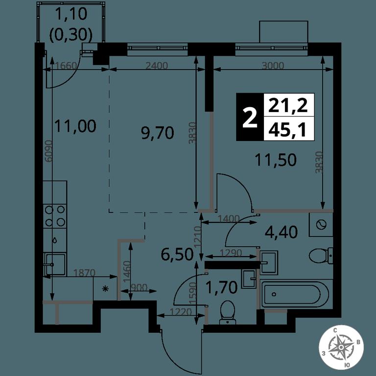 2-BD Apartment Sale, 45.1 sq. m. at 1 Himkinskij, zhiloy kompleks 1-y Khimkinskiy, kvartal Mezhdunarodny, mikrorayon Klyazma-Starbeyevo, Khimki, Moscow Region, Russia #2 2-BD Apartment Sale, 45.1 sq. m. at 1 Himkinskij, zhiloy kompleks 1-y Khimkinskiy, kvartal Mezhdunarodny, mikrorayon Klyazma-Starbeyevo, Khimki, Moscow Region, Russia #2