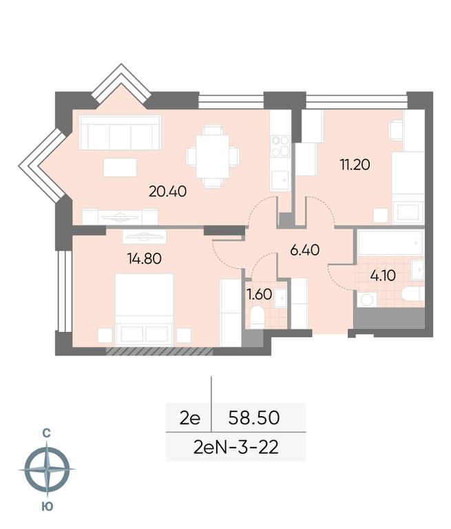 2-BD Apartment Sale, 58.5 sq. m. at Wave, Borisovskye Prudy Street, 1Б, Moscow, Russia #1 2-BD Apartment Sale, 58.5 sq. m. at Wave, Borisovskye Prudy Street, 1Б, Moscow, Russia #1