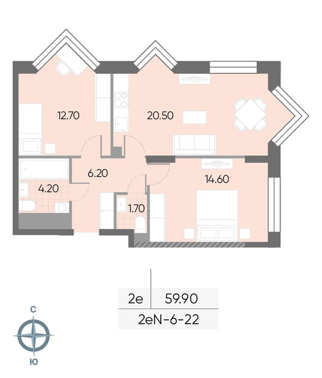 2-BD Apartment Sale, 59.9 sq. m. at Wave, Borisovskye Prudy Street, 1Б, Moscow, Russia #2 2-BD Apartment Sale, 59.9 sq. m. at Wave, Borisovskye Prudy Street, 1Б, Moscow, Russia #2