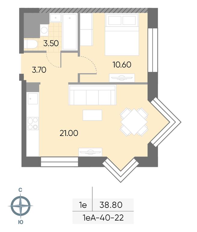 1-BD Apartment Sale, 38.8 sq. m. at Wave, Borisovskye Prudy Street, 1Б, Moscow, Russia #2 1-BD Apartment Sale, 38.8 sq. m. at Wave, Borisovskye Prudy Street, 1Б, Moscow, Russia #2