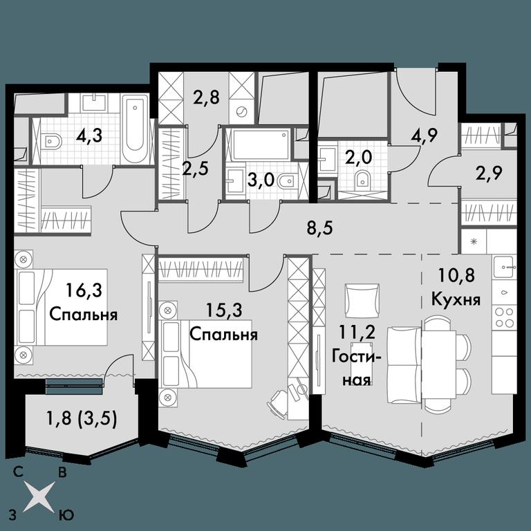 3-BD Apartment Sale, 86.3平方米 at Sydney City, Shenogina Street, 2, Moscow, Russia #1 3-BD Apartment Sale, 86.3平方米 at Sydney City, Shenogina Street, 2, Moscow, Russia #1