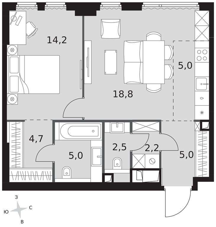 2-BD Apartment Sale, 57.4 sq. m. at Sydney City, Shenogina Street, 2, Moscow, Russia #1