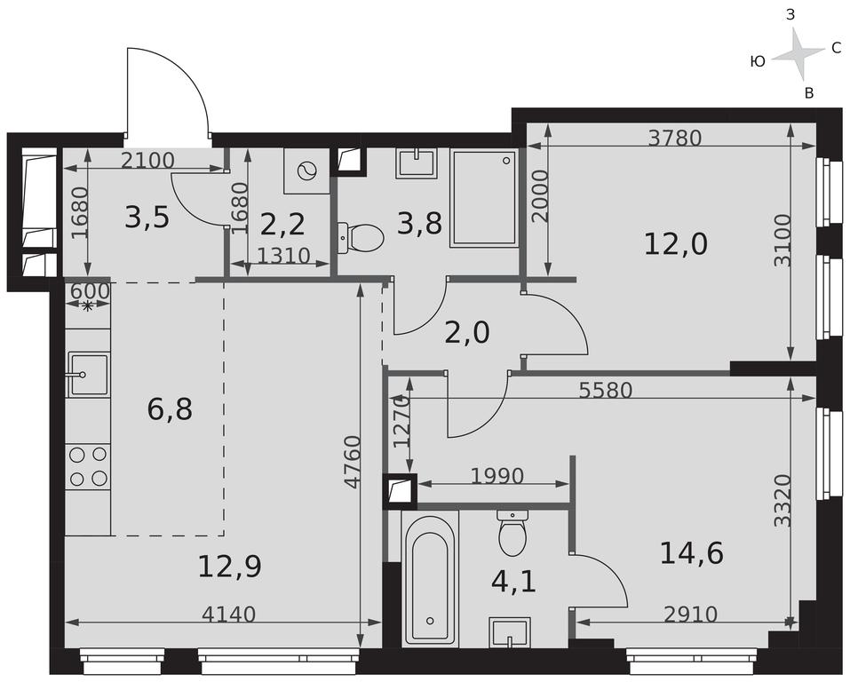3-BD Apartment Sale, 61.9 sq. m. at Sydney City, Shenogina Street, 2, Moscow, Russia #2 3-BD Apartment Sale, 61.9 sq. m. at Sydney City, Shenogina Street, 2, Moscow, Russia #2