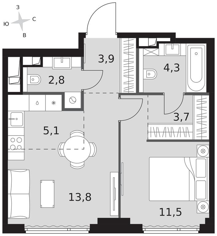 2-BD Apartment Sale, 45.1平方米 at Sydney City, Shenogina Street, 2, Moscow, Russia #1 2-BD Apartment Sale, 45.1平方米 at Sydney City, Shenogina Street, 2, Moscow, Russia #1