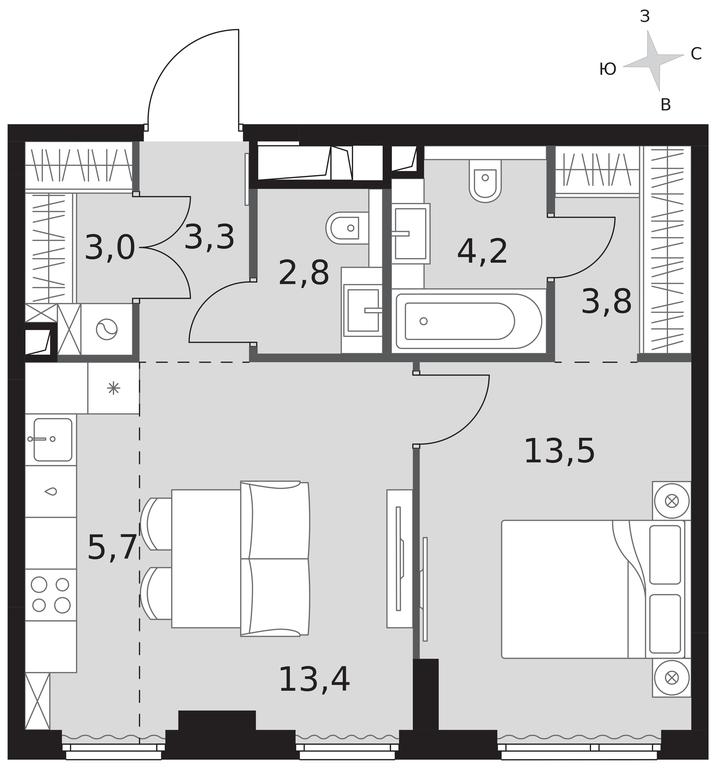 2-BD Apartment Sale, 49.7平方米 at Sydney City, Shenogina Street, 2, Moscow, Russia #1 2-BD Apartment Sale, 49.7平方米 at Sydney City, Shenogina Street, 2, Moscow, Russia #1