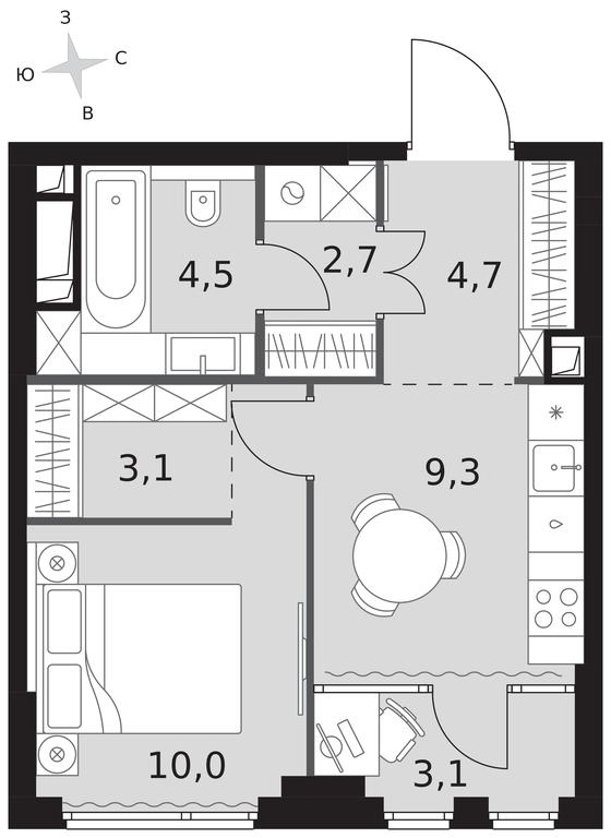 1-BD Apartment Sale, 37.4平方米 at Sydney City, Shenogina Street, 2, Moscow, Russia #1