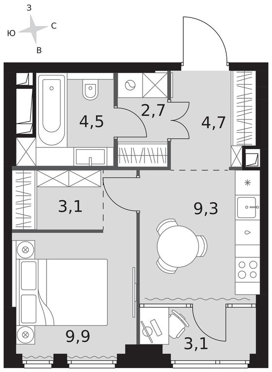 1-BD Apartment Sale, 37.3 sq. m. at Sydney City, Shenogina Street, 2, Moscow, Russia #1