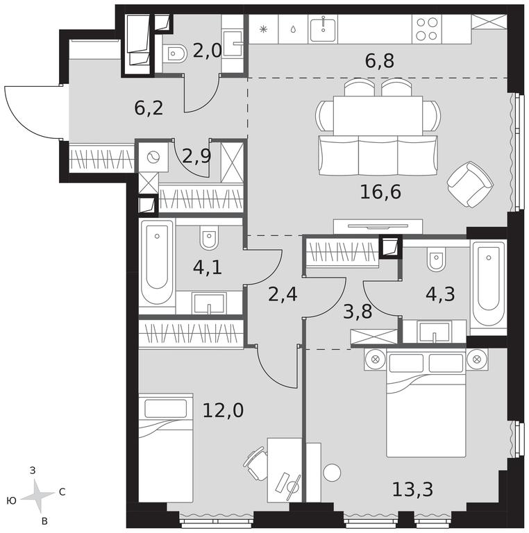 3-BD Apartment Sale, 74.4平方米 at Sydney City, Shenogina Street, 2, Moscow, Russia #1 3-BD Apartment Sale, 74.4平方米 at Sydney City, Shenogina Street, 2, Moscow, Russia #1