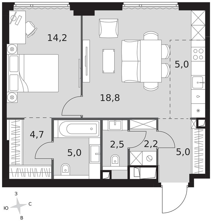 2-BD Apartment Sale, 57.4 sq. m. at Sydney City, Shenogina Street, 2, Moscow, Russia #1