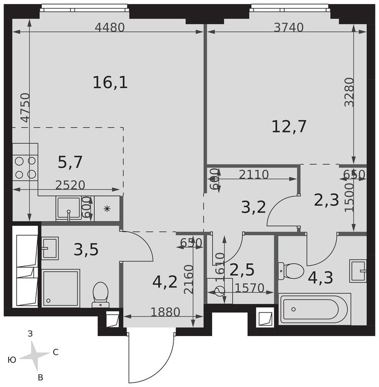 2-BD Apartment Sale, 54.5平方米 at Sydney City, Shenogina Street, 2, Moscow, Russia #2 2-BD Apartment Sale, 54.5平方米 at Sydney City, Shenogina Street, 2, Moscow, Russia #2