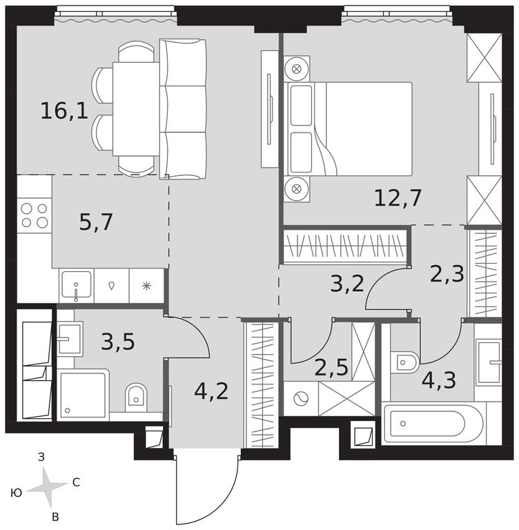 2-BD Apartment Sale, 54.5平方米 at Sydney City, Shenogina Street, 2, Moscow, Russia #1 2-BD Apartment Sale, 54.5平方米 at Sydney City, Shenogina Street, 2, Moscow, Russia #1