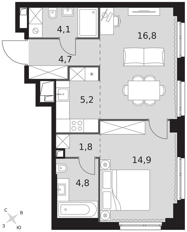 2-BD Apartment Sale, 52.3平方米 at Sydney City, Shenogina Street, 2, Moscow, Russia #1 2-BD Apartment Sale, 52.3平方米 at Sydney City, Shenogina Street, 2, Moscow, Russia #1