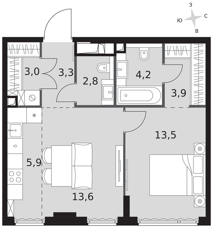 2-BD Apartment Sale, 50.2平方米 at Sydney City, Shenogina Street, 2, Moscow, Russia #1 2-BD Apartment Sale, 50.2平方米 at Sydney City, Shenogina Street, 2, Moscow, Russia #1