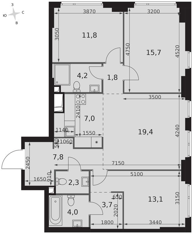 4-BD Apartment Sale, 90.8 sq. m. at Sydney City, Shenogina Street, 2, Moscow, Russia #2