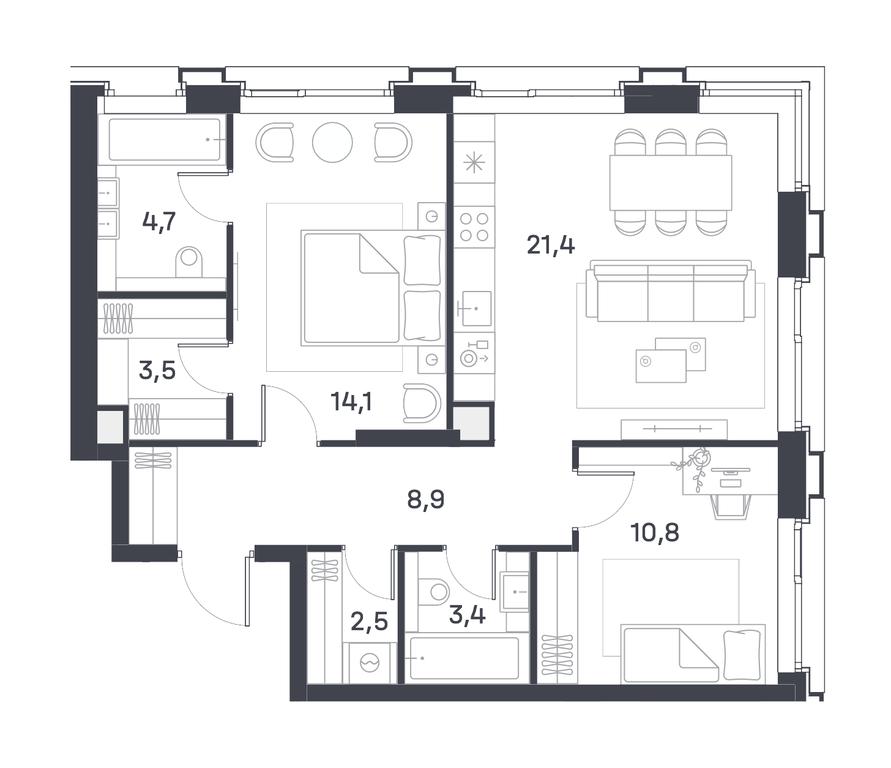 2-BD Apartment Sale, 69.3 sq. m. at Portland, Yuzhnoportovaya Street, 42с5, Moscow, Russia #2 2-BD Apartment Sale, 69.3 sq. m. at Portland, Yuzhnoportovaya Street, 42с5, Moscow, Russia #2