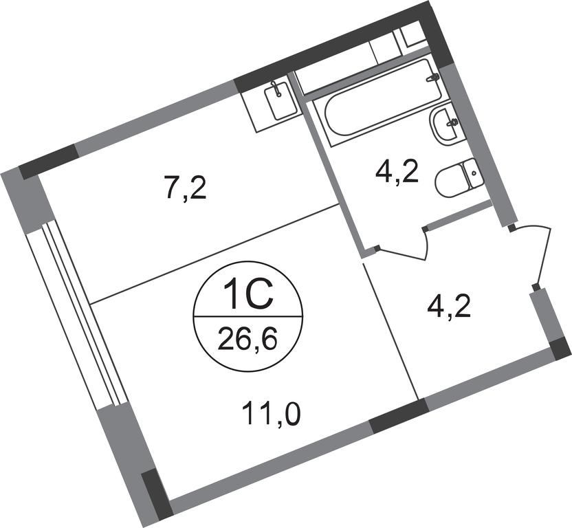 Apartment Sale, 26.6平方米 at Peredelkino Blizhnee, Korneya Chukovskogo Street, 1, Vnukovskoye Settlement, Moscow, Russia #1