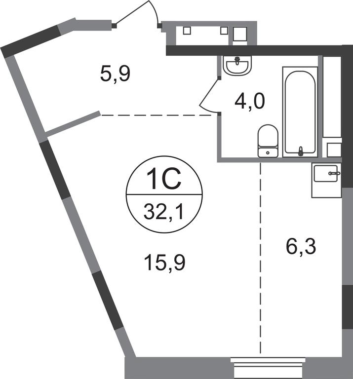 Apartment Sale, 32.1平方米 at Peredelkino Blizhnee, Korneya Chukovskogo Street, 1, Vnukovskoye Settlement, Moscow, Russia #1