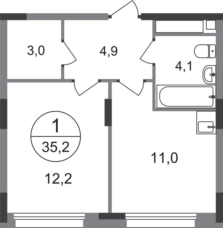 Apartment Sale, 35.2平方米 at Peredelkino Blizhnee, Korneya Chukovskogo Street, 1, Vnukovskoye Settlement, Moscow, Russia #1