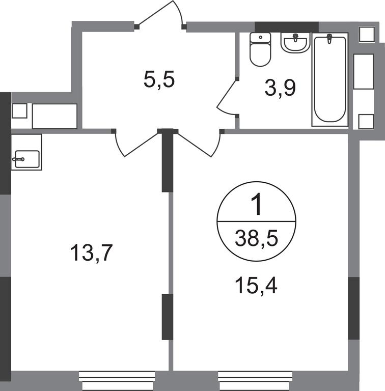 Apartment Sale, 38.5 sq. m. at Peredelkino Blizhnee, Korneya Chukovskogo Street, 1, Vnukovskoye Settlement, Moscow, Russia #1 Apartment Sale, 38.5 sq. m. at Peredelkino Blizhnee, Korneya Chukovskogo Street, 1, Vnukovskoye Settlement, Moscow, Russia #1