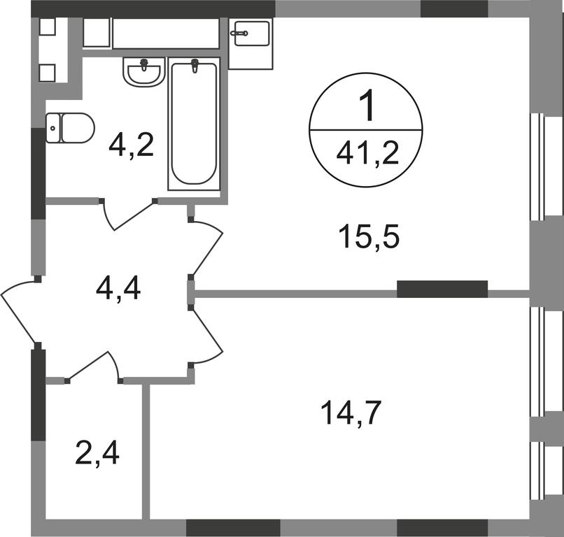Apartment Sale, 41.2 sq. m. at Peredelkino Blizhnee, Korneya Chukovskogo Street, 1, Vnukovskoye Settlement, Moscow, Russia #1