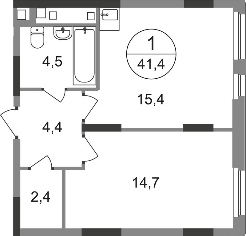Apartment Sale, 41.4 sq. m. at Peredelkino Blizhnee, Korneya Chukovskogo Street, 1, Vnukovskoye Settlement, Moscow, Russia #1