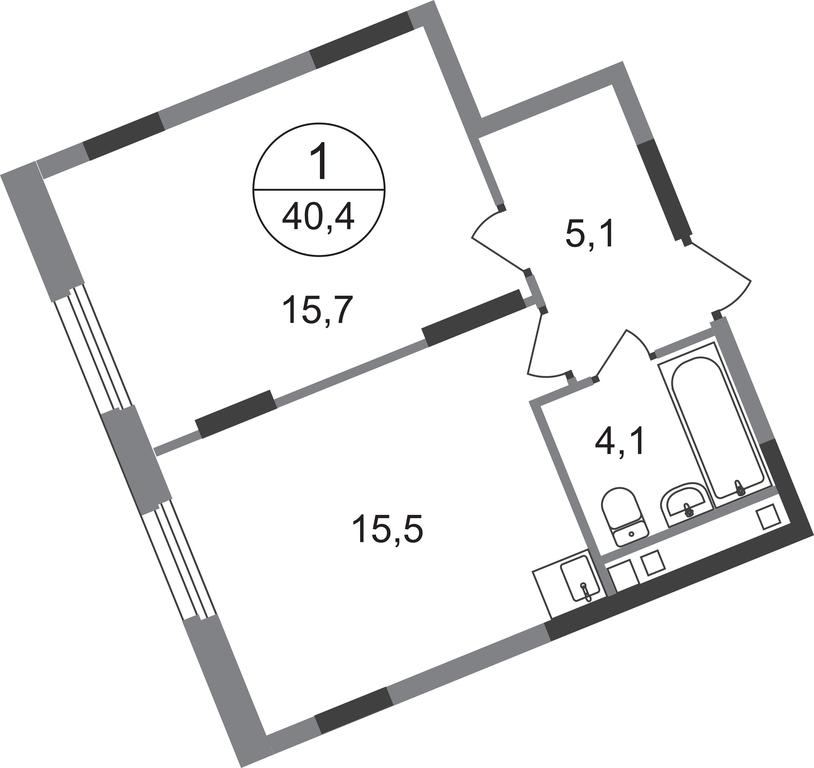 Apartment Sale, 40.4 sq. m. at Peredelkino Blizhnee, Korneya Chukovskogo Street, 1, Vnukovskoye Settlement, Moscow, Russia #1