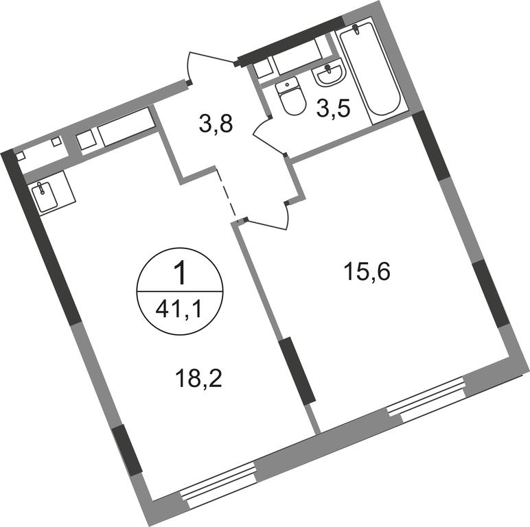 Apartment Sale, 41.1 sq. m. at Peredelkino Blizhnee, Korneya Chukovskogo Street, 1, Vnukovskoye Settlement, Moscow, Russia #1 Apartment Sale, 41.1 sq. m. at Peredelkino Blizhnee, Korneya Chukovskogo Street, 1, Vnukovskoye Settlement, Moscow, Russia #1