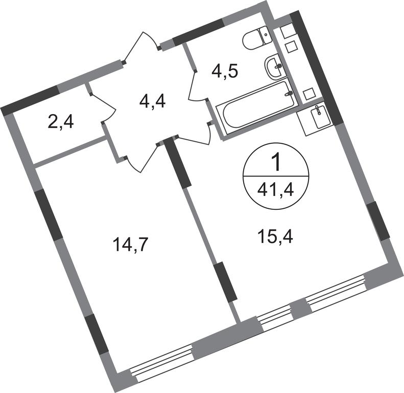 Apartment Sale, 41.4平方米 at Peredelkino Blizhnee, Korneya Chukovskogo Street, 1, Vnukovskoye Settlement, Moscow, Russia #1