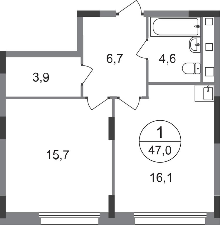 Apartment Sale, 47 sq. m. at Peredelkino Blizhnee, Korneya Chukovskogo Street, 1, Vnukovskoye Settlement, Moscow, Russia #1