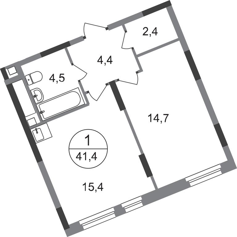 Apartment Sale, 41.4 sq. m. at Peredelkino Blizhnee, Korneya Chukovskogo Street, 1, Vnukovskoye Settlement, Moscow, Russia #1
