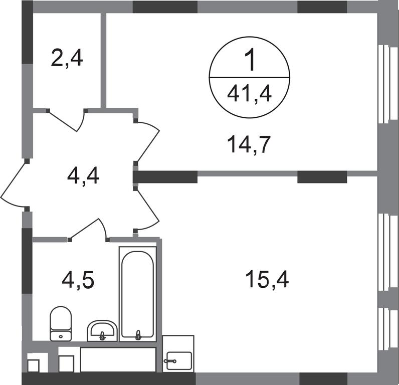 Продажа квартиры, 41,4 м² в ЖК «Переделкино Ближнее», улица Корнея Чуковского, 1, поселение Внуковское, Москва, Россия #1