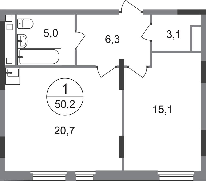 Apartment Sale, 50.2 sq. m. at Peredelkino Blizhnee, Korneya Chukovskogo Street, 1, Vnukovskoye Settlement, Moscow, Russia #1