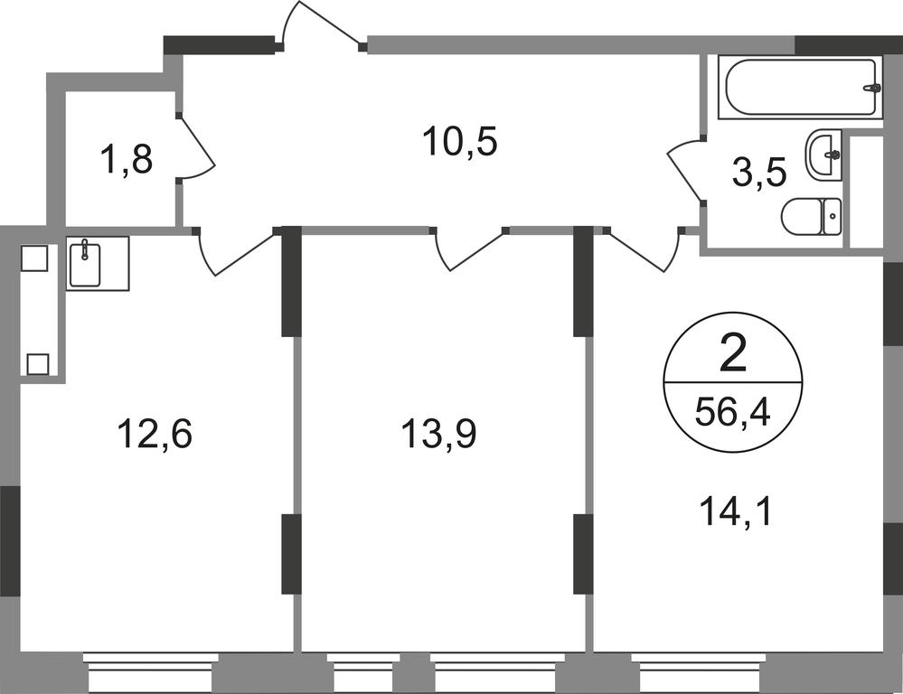 2-BD Apartment Sale, 56.4平方米 at Peredelkino Blizhnee, Korneya Chukovskogo Street, 1, Vnukovskoye Settlement, Moscow, Russia #1 2-BD Apartment Sale, 56.4平方米 at Peredelkino Blizhnee, Korneya Chukovskogo Street, 1, Vnukovskoye Settlement, Moscow, Russia #1