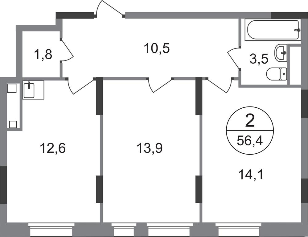 2-BD Apartment Sale, 56.4 sq. m. at Peredelkino Blizhnee, Korneya Chukovskogo Street, 1, Vnukovskoye Settlement, Moscow, Russia #1 2-BD Apartment Sale, 56.4 sq. m. at Peredelkino Blizhnee, Korneya Chukovskogo Street, 1, Vnukovskoye Settlement, Moscow, Russia #1
