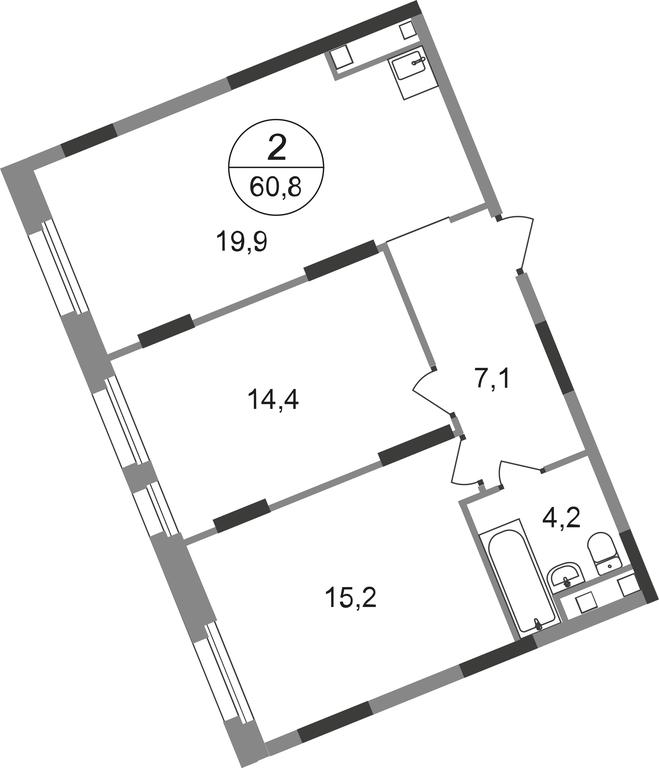 2-BD Apartment Sale, 60.8 sq. m. at Peredelkino Blizhnee, Korneya Chukovskogo Street, 1, Vnukovskoye Settlement, Moscow, Russia #1