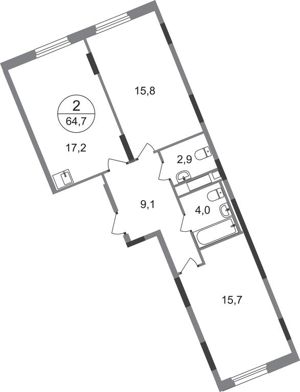 2-BD Apartment Sale, 64.7 sq. m. at Peredelkino Blizhnee, Korneya Chukovskogo Street, 1, Vnukovskoye Settlement, Moscow, Russia #1 2-BD Apartment Sale, 64.7 sq. m. at Peredelkino Blizhnee, Korneya Chukovskogo Street, 1, Vnukovskoye Settlement, Moscow, Russia #1