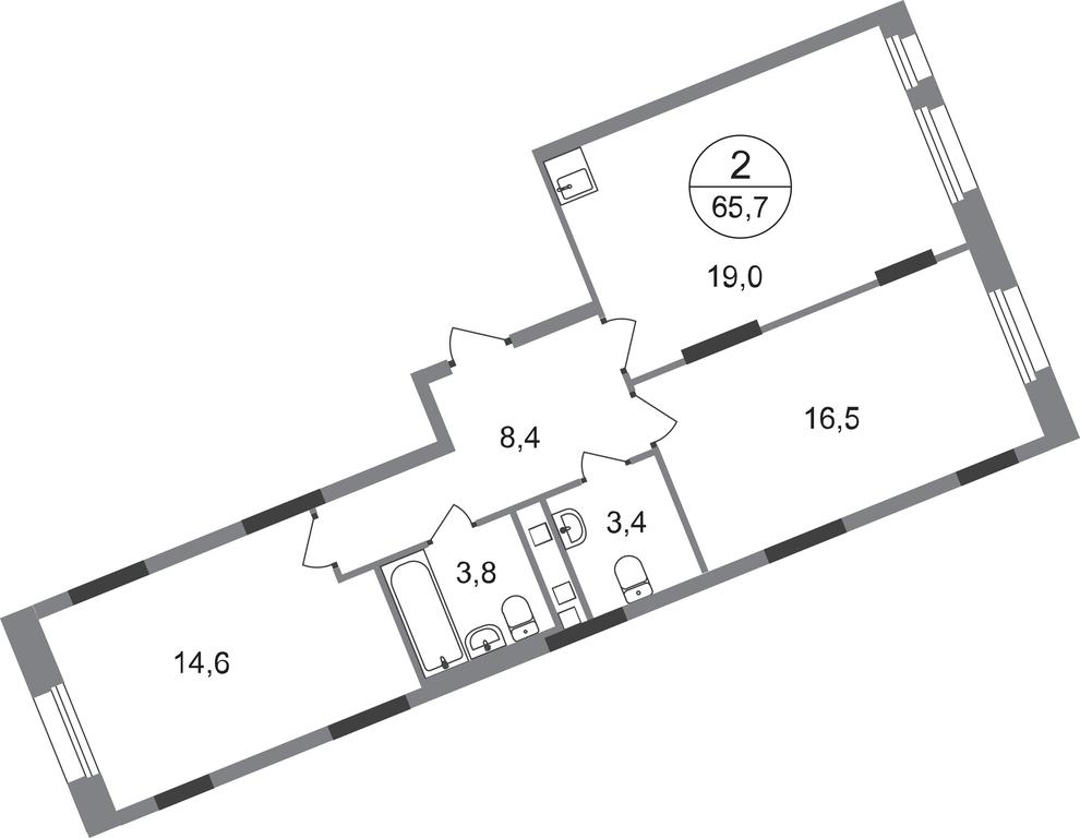 2-BD Apartment Sale, 65.7平方米 at Peredelkino Blizhnee, Korneya Chukovskogo Street, 1, Vnukovskoye Settlement, Moscow, Russia #1